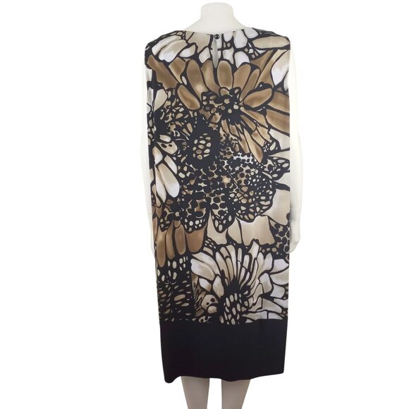 Sandra Darren Tan Black Floral Print Embellished Sleeveless Shift Dress - Picture 6 of 10